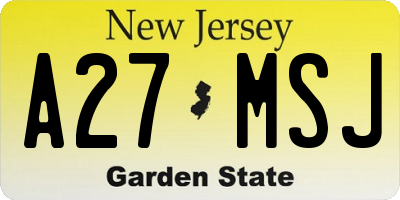 NJ license plate A27MSJ