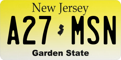 NJ license plate A27MSN