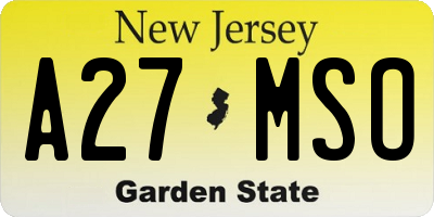 NJ license plate A27MSO
