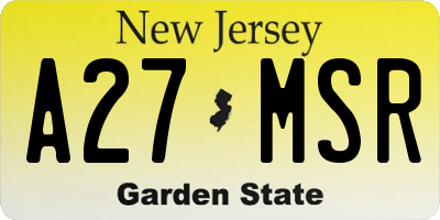 NJ license plate A27MSR