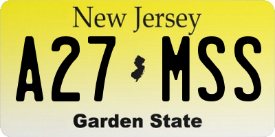 NJ license plate A27MSS