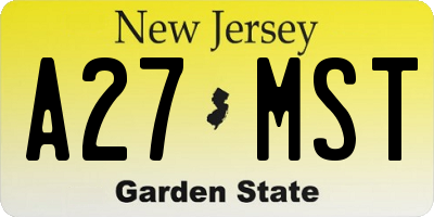 NJ license plate A27MST