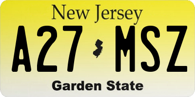 NJ license plate A27MSZ
