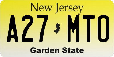 NJ license plate A27MTO