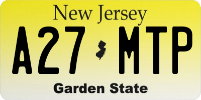 NJ license plate A27MTP