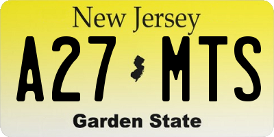 NJ license plate A27MTS