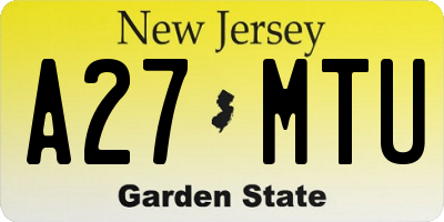 NJ license plate A27MTU