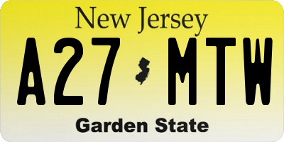 NJ license plate A27MTW