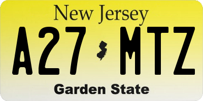 NJ license plate A27MTZ