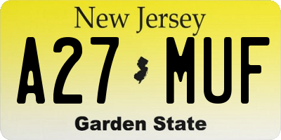 NJ license plate A27MUF
