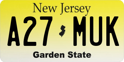 NJ license plate A27MUK