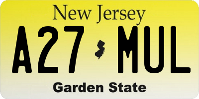 NJ license plate A27MUL