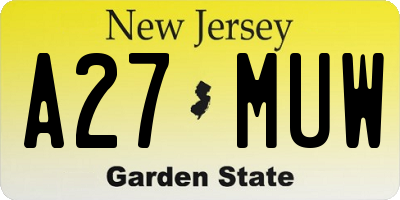 NJ license plate A27MUW