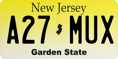 NJ license plate A27MUX