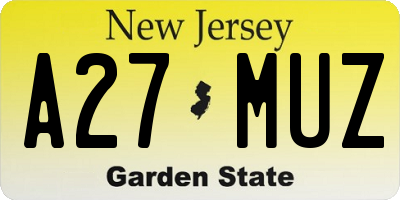NJ license plate A27MUZ