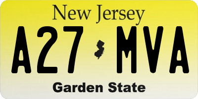 NJ license plate A27MVA