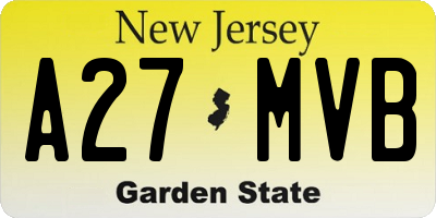 NJ license plate A27MVB