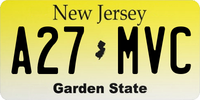 NJ license plate A27MVC