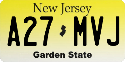 NJ license plate A27MVJ