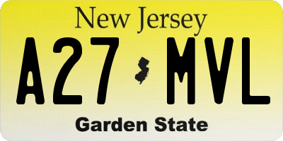 NJ license plate A27MVL