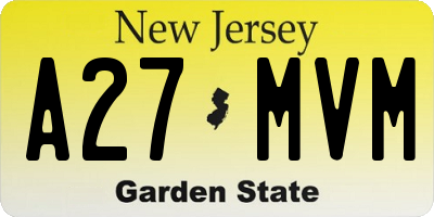 NJ license plate A27MVM