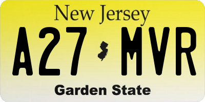 NJ license plate A27MVR