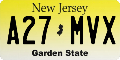 NJ license plate A27MVX