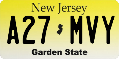 NJ license plate A27MVY