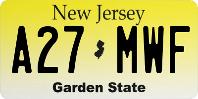 NJ license plate A27MWF