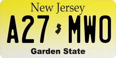 NJ license plate A27MWO