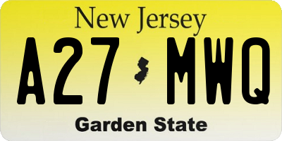 NJ license plate A27MWQ