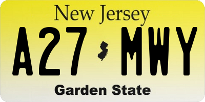 NJ license plate A27MWY