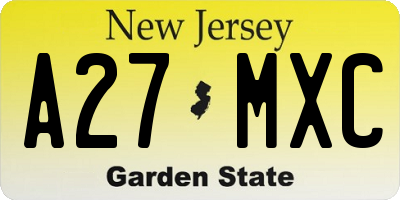 NJ license plate A27MXC