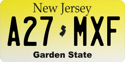 NJ license plate A27MXF