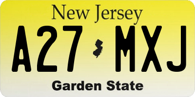 NJ license plate A27MXJ