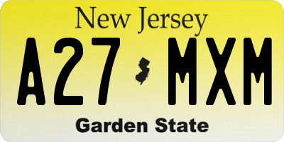 NJ license plate A27MXM