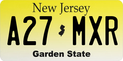 NJ license plate A27MXR