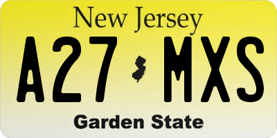 NJ license plate A27MXS