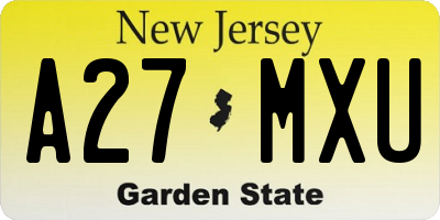 NJ license plate A27MXU