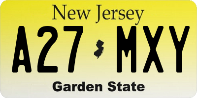 NJ license plate A27MXY