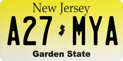 NJ license plate A27MYA