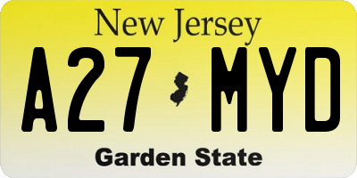 NJ license plate A27MYD