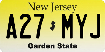 NJ license plate A27MYJ
