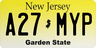 NJ license plate A27MYP