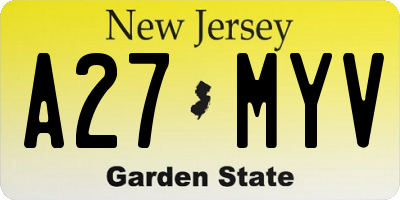 NJ license plate A27MYV