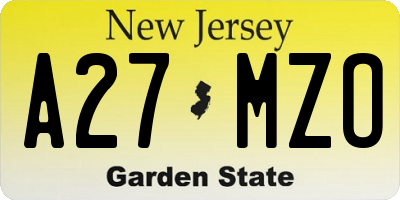 NJ license plate A27MZO