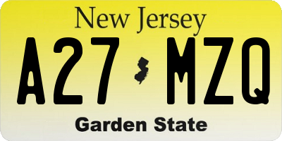 NJ license plate A27MZQ