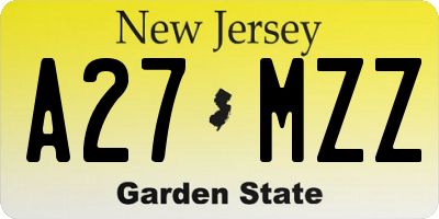 NJ license plate A27MZZ