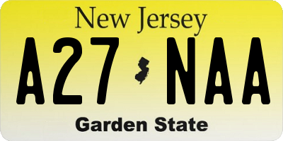 NJ license plate A27NAA