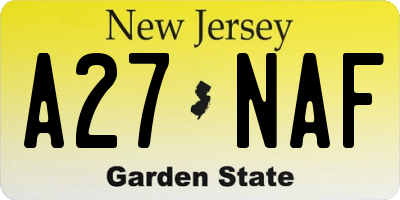NJ license plate A27NAF